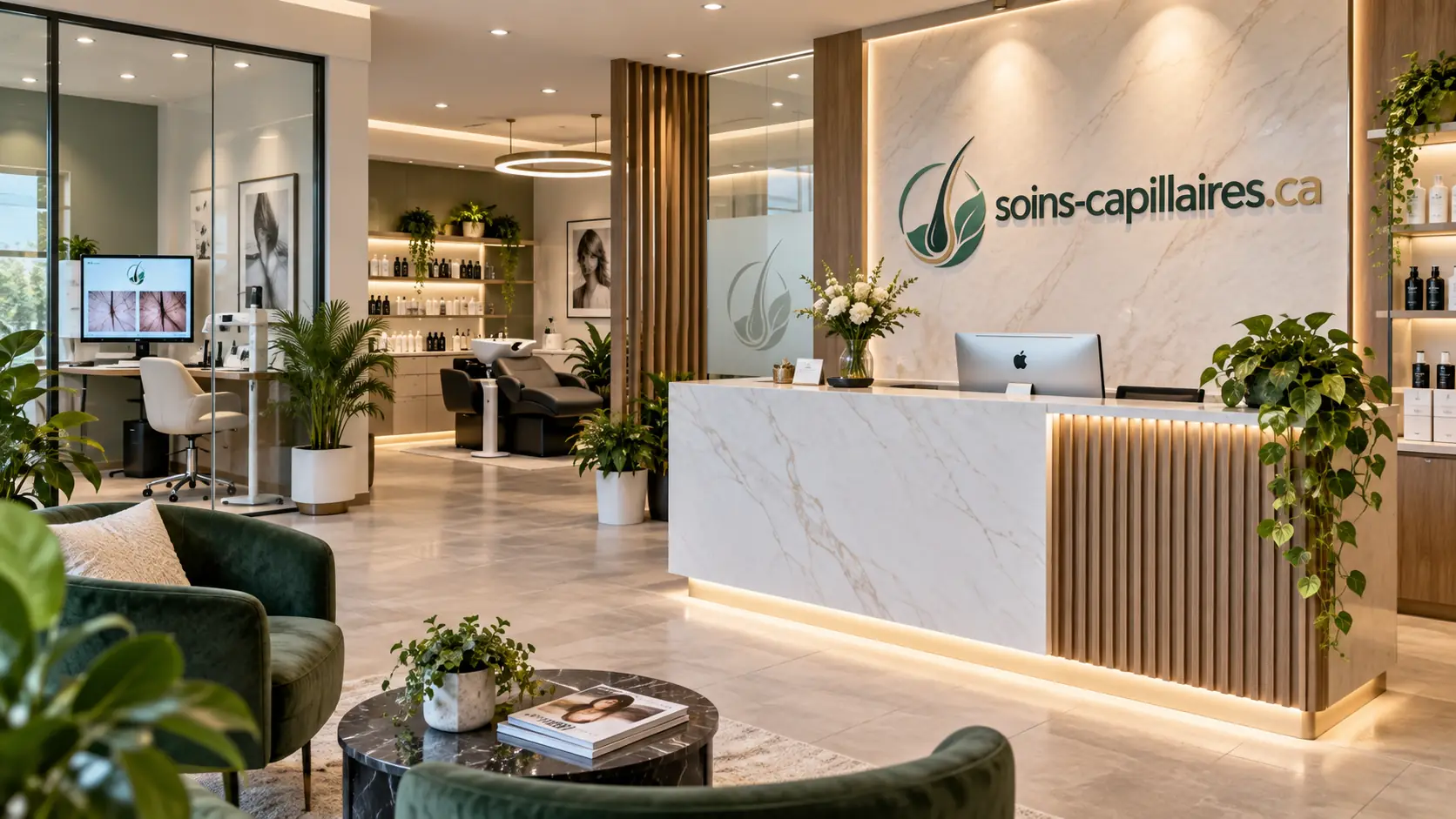 Accueil d'un centre de soins capillaires